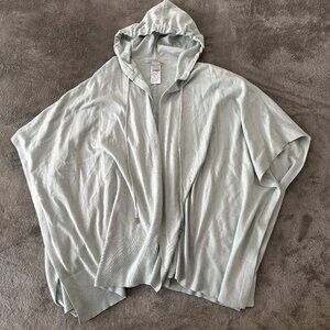 Chico's Hooded Poncho One Size Light Blue Open Front Cardigan Sweater